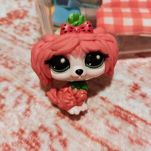 Littlest Pet Shop Pink and Green Dog Figure